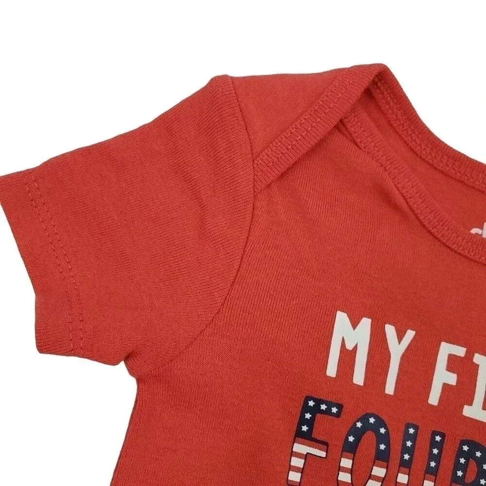 12m Baby Unisex First Fourth Of July One-piece bodysuit and bib Set